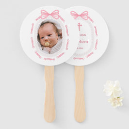 Taufe des rosa Bow-Ribbon-Frame Fächer