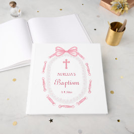 Taufe des rosa Bow-Ribbon-Frame Gästebuch