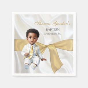 Taufe eines Babyjungen in Weiß und Gold Serviette