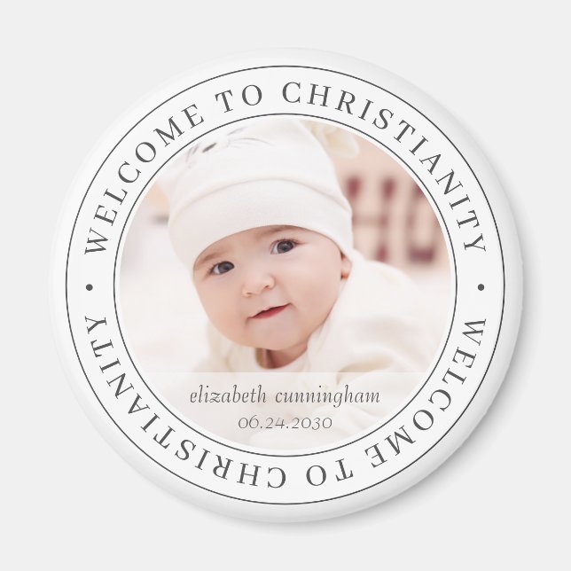 Taufe Einfach Willkommen im christlichen Foto Magnet (Vorne)