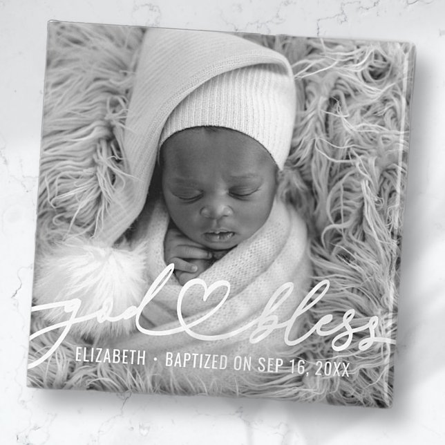 Taufe Einfache Elegante Modernes Heart Baby Foto Magnet (Von Creator hochgeladen)