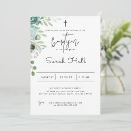 Taufe Einladung Dusty Blue