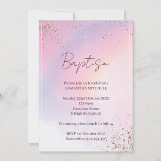 Taufe Einladung für kleine Mädchen. Rosa und Gold