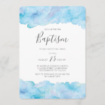 Taufe Einladung Salty Sea Blue Aquarell