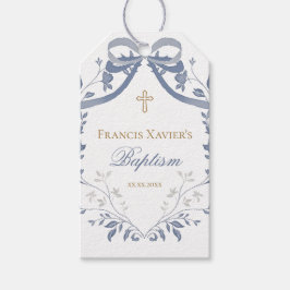 Taufe eleganter blauer Bogen Geschenkanhänger