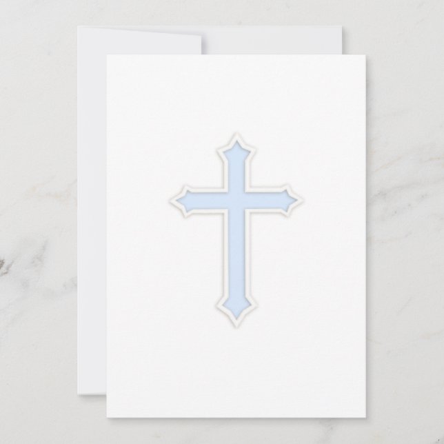 Taufe "Embossed Cross Blue" Einladung (Vorderseite)