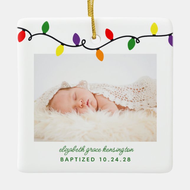 Taufe Erste Weihnachtsweihnachtsbäume Achtung Keramikornament (Vorderseite)