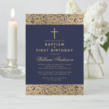 Taufe Erstgeburt Navy Blue Gold Rose Junge