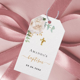 Taufe Eukalyptus Grünpflanzen Weiße Blüte Geschenkanhänger