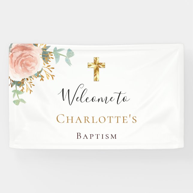 Taufe Eukalyptus Rosa Rose Goldmedaille Banner (Horizontal)