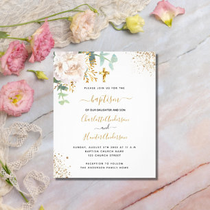 Taufe Eukalyptus Zwillinge Blumen günstige Einladu Flyer