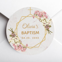 Taufe Floral Gold Rosa Orchideen Marble Geometric