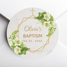 Taufe Floral Gold Weiße Lilien Marmormousine Geome