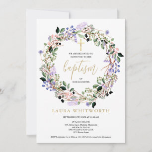 Taufe Florale Lavendel-Girlande Einladung