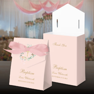 Taufe Florales Gesteck Blush Rosa Geschenkschachtel