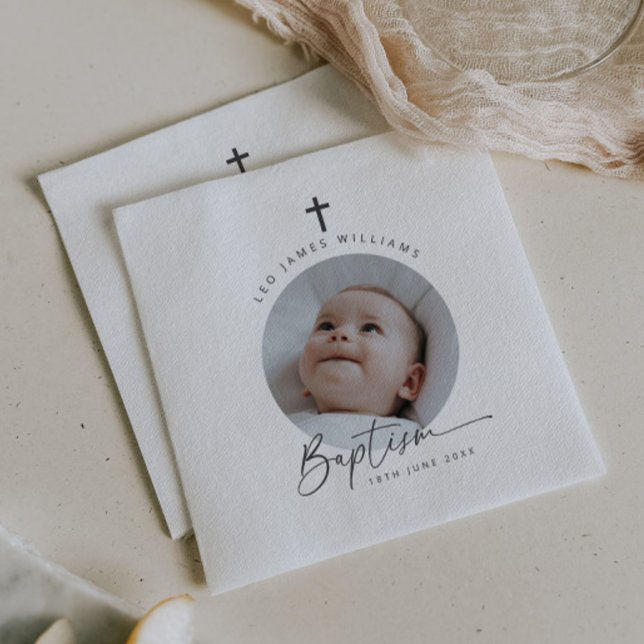 Taufe Foto Serviette (Zazzle Baptism Photo Napkins)