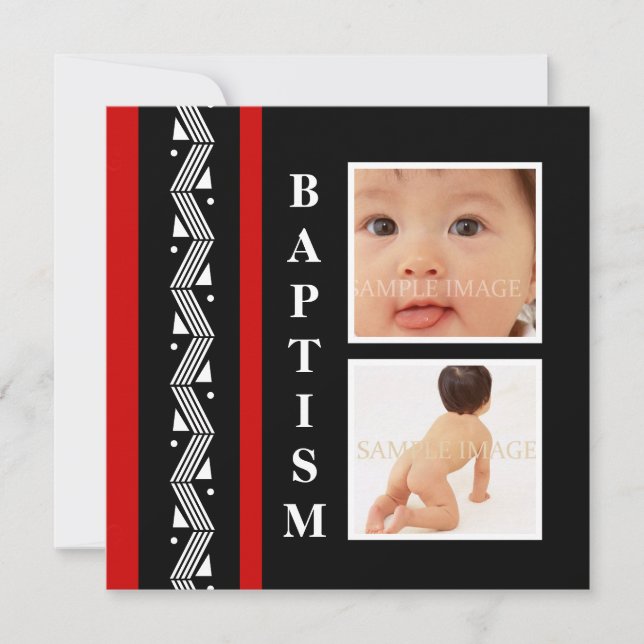 Taufe Funky Baby Foto PERSONALISIEREN Einladung (Vorderseite)