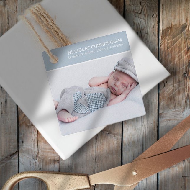 Taufe für ihn | Modernes, benutzerdefiniertes Foto Geschenkanhänger (Von Creator hochgeladen)