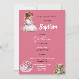 Taufe für Mädchen rosa Personalisiert Einladung