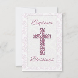 Taufe für Mädchen Segen Rosa Kreuz Damaskus Wirbel Dankeskarte
