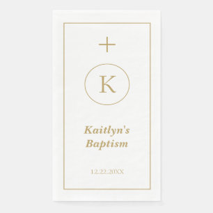 Taufe Gold White Monogram Initials Elegant Niedlic Serviette