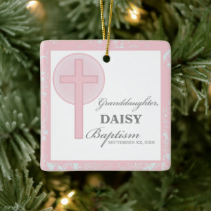 Taufe Großtochter Pink Lace Personalisiert Keramikornament