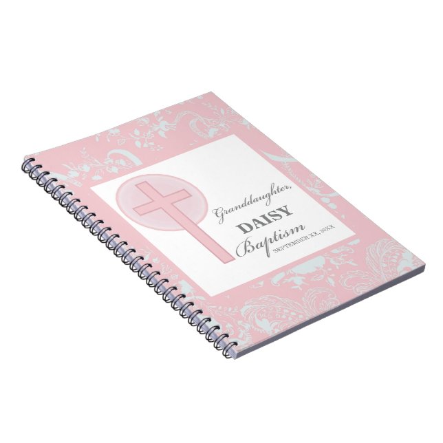 Taufe Großtochter Pink Lace Personalisiert Notizblock (Rechte Seite)