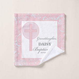 Taufe Großtochter Pink Lace Personalisiert Waschlappen