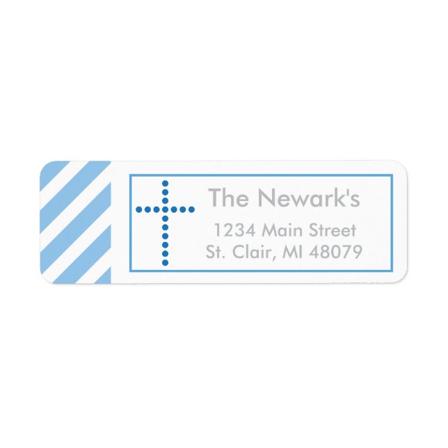Taufe, heilige Kommune | Blue Cross Address Label (Vorne)