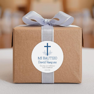 Taufe im Spanisch Simple Bautizo Cross und in den Runder Aufkleber
