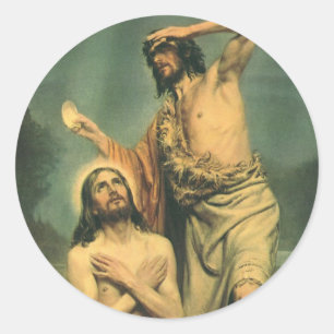 Taufe Jesu Christi durch Johannes den Täufer Runder Aufkleber