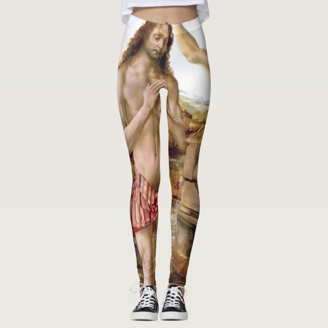 Taufe Jesu Christi durch Leonardo da Vinci Leggings (Vorderseite)