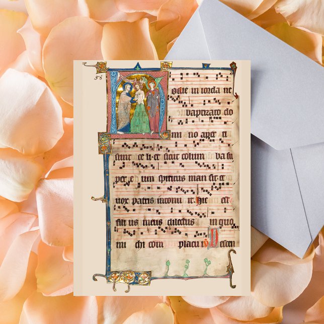 Taufe Jesu Christi Mittelalterliches Chant Manuskr Postkarte (Baptism of Jesus Christ Medieval Chant Manuscript Latholic Christian Latin Liturgy Postcard)