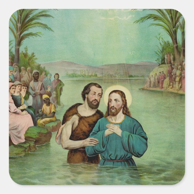 Taufe Jesu Christi Quadratischer Aufkleber (Vorderseite)