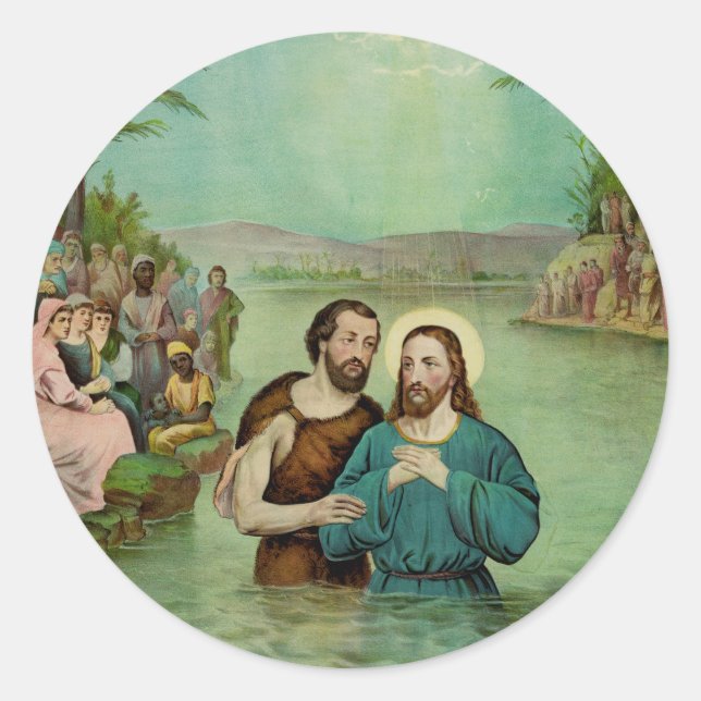 Taufe Jesu Christi Runder Aufkleber (Vorderseite)