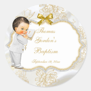 Taufe Jungen Taufgeschenk Goldenes Kreuz Runder Aufkleber
