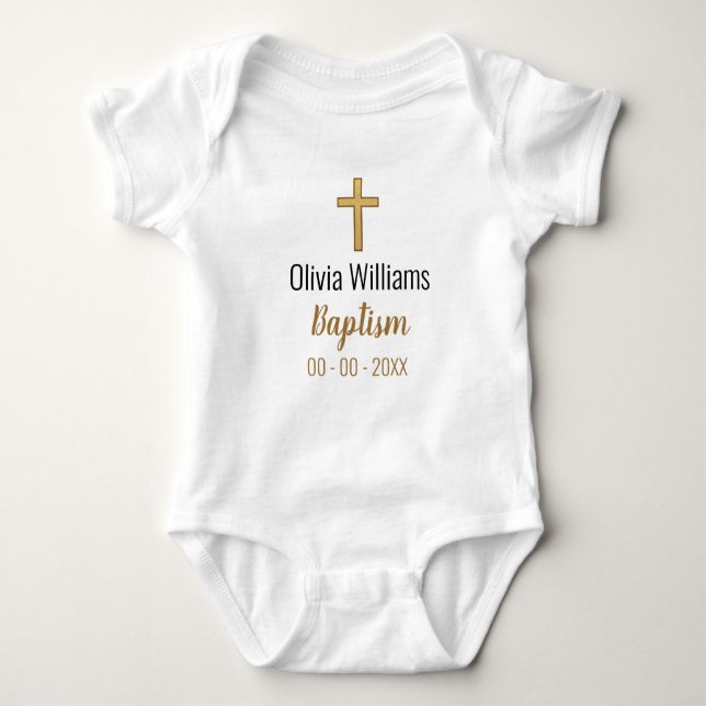Taufe mit Cross Keepake Baby Bodysuit Strampler (Vorderseite)