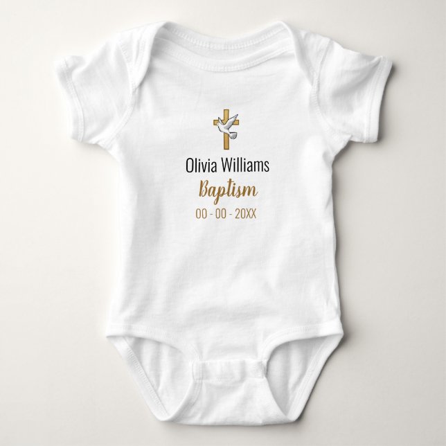Taufe mit Kreuz- und Taubenschlange Baby Strampler (Vorderseite)
