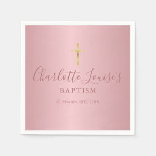 Taufe Modern Rose Gold Schrift Serviette