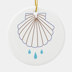 Taufe-MuschelApplique Keramik Ornament