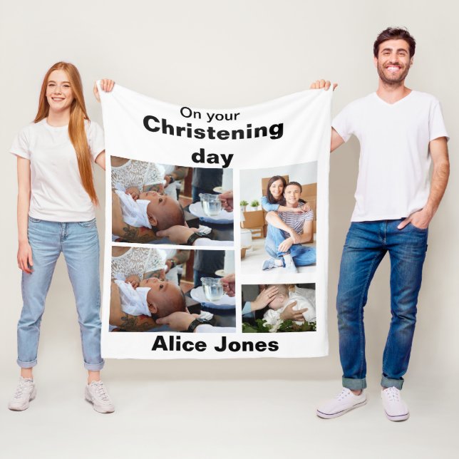 Taufe Personalisiert 4 FotoCollage Fleecedecke (Beispiel)