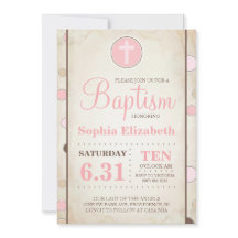 Taufe Pink Polka Dot Invite - Baby Girl