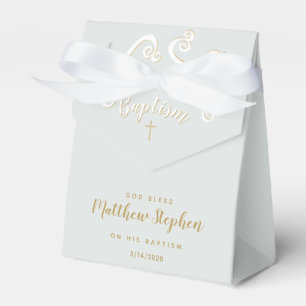 Taufe-Rollen in Taubenblauem und im Gold Geschenkschachtel