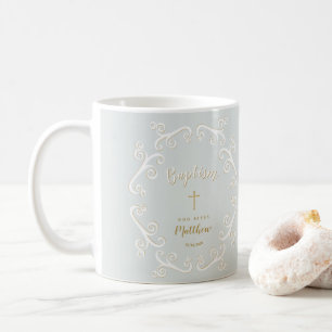Taufe-Rollen in Taubenblauem und im Gold Kaffeetasse