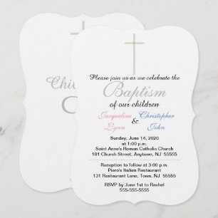 Taufe Rosa Blauer Twins Einladungen