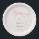 Taufe Rosa Bogen Pappteller<br><div class="desc">Taufpapier-Teller</div>