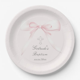 Taufe Rosa Bogen Pappteller