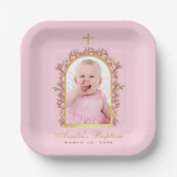Taufe Rosa Girl Foto Gold Arch Orchideen
