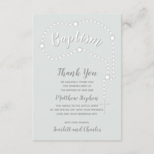 Taufe Rosary über Pulverblau Einladung