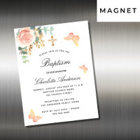 Taufe Rose Blumenschmetterlingsmagnet